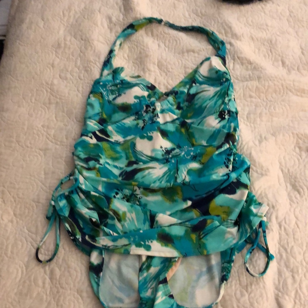 Tummy controlled 1 piece turquoise bathing suit